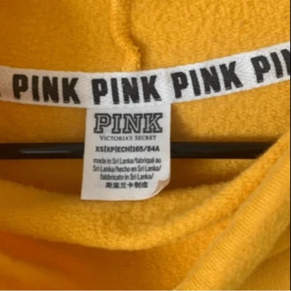 Pre Owned Women’s Victoria’s Secret Pink Sweatshirt Yellow Black Sz XS Classic - Picture 7 of 7